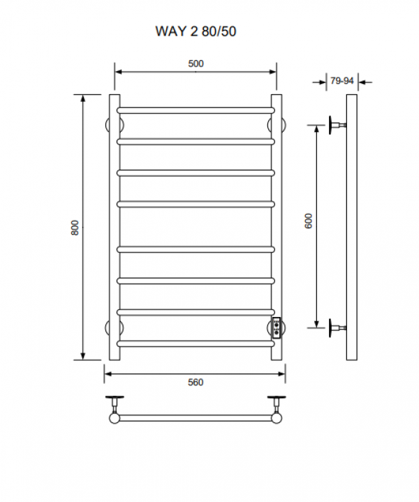 Полотенцесушитель WAY II 80/50 U (RAL9016)