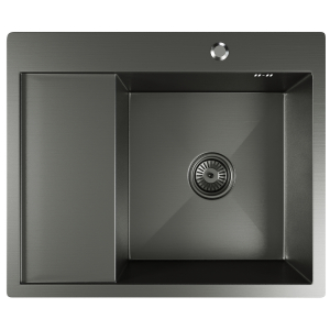 Мойка настол.монтаж 60х50 (3,0) прав. вып 3 1/2  MIXLINE PRO 20см с сифоном (черный графит) Ника
